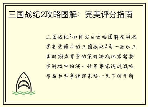 三国战纪2攻略图解：完美评分指南